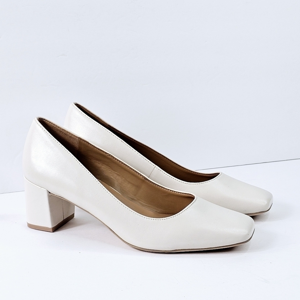 New! Naturalizer Karina Pump Leather Chunky Block Heel Square Toe Shoes. - Picture 2 of 16